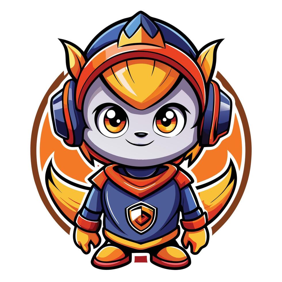 a cartoon character with headphones on vector
