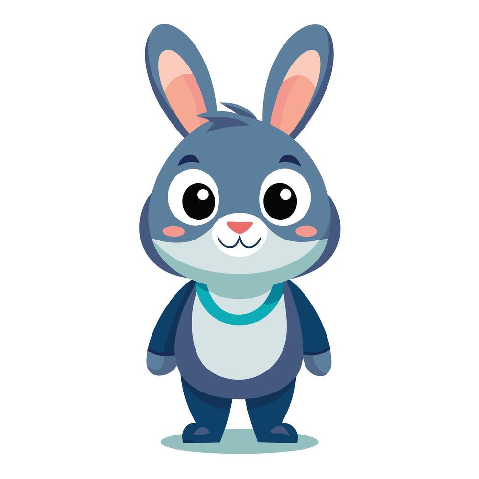 a cartoon rabbit with a blue collar and a blue bow vector