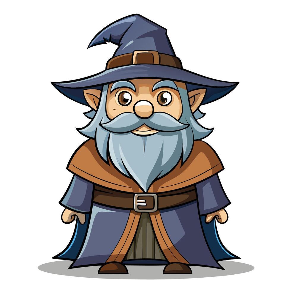 cartoon wizard with hat and beard vector