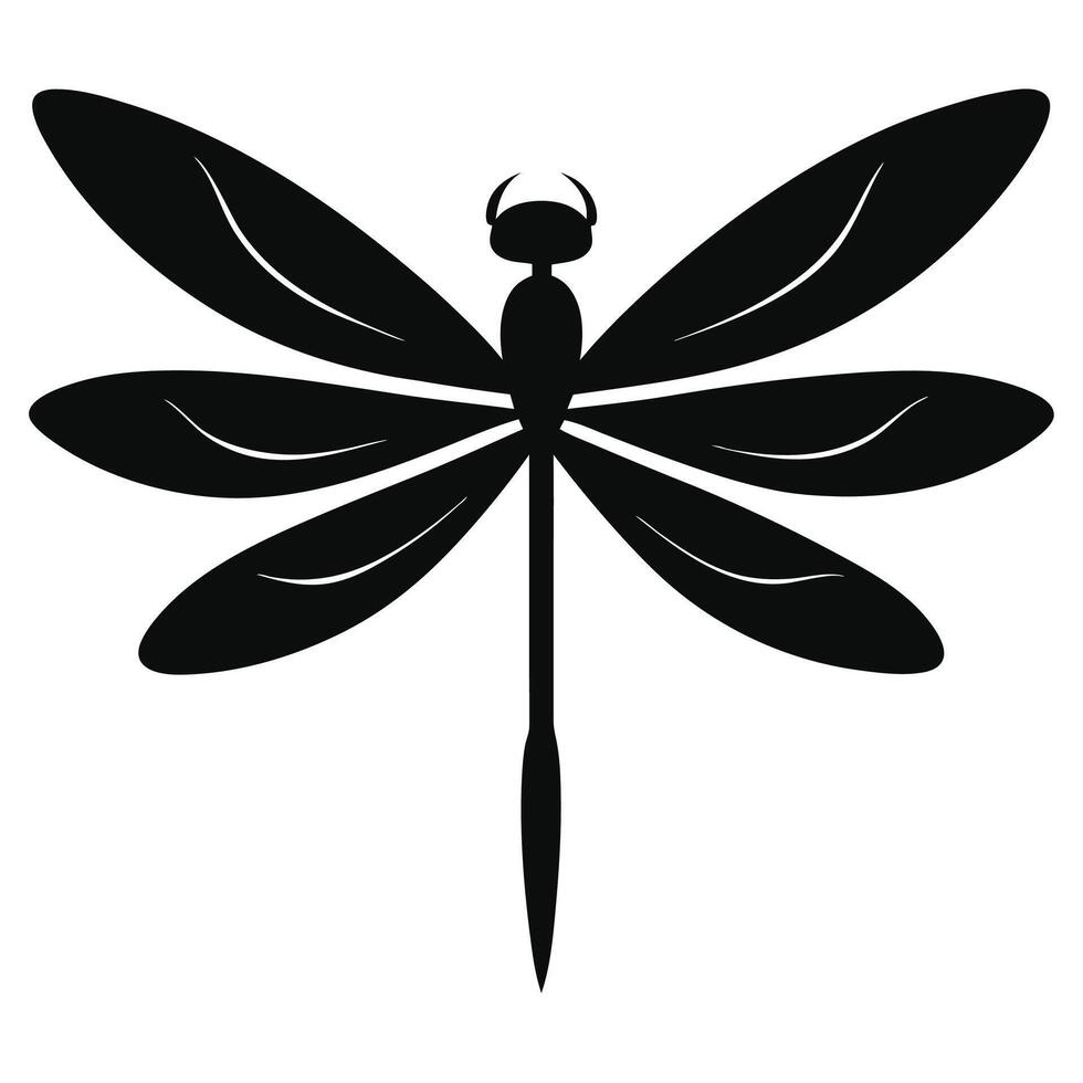 a black and white dragonfly silhouette on a white background vector