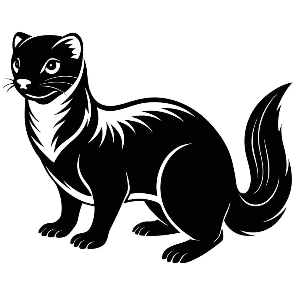 a black and white illustration of a weasel vector