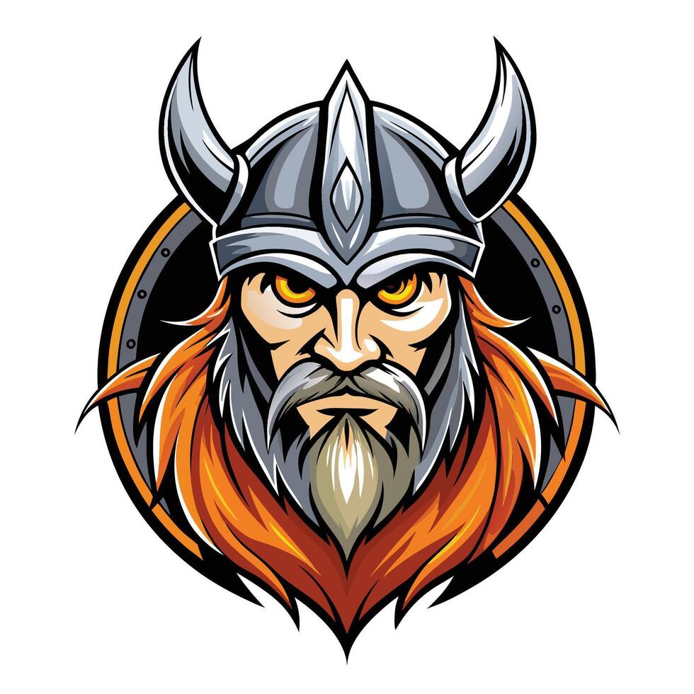 a viking head with horns and a beard vector