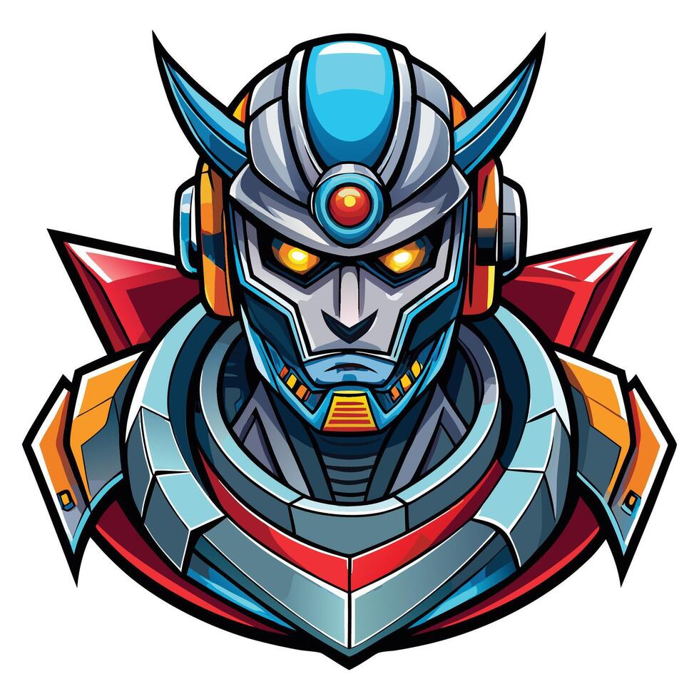 a robot head with a helmet and armor vector