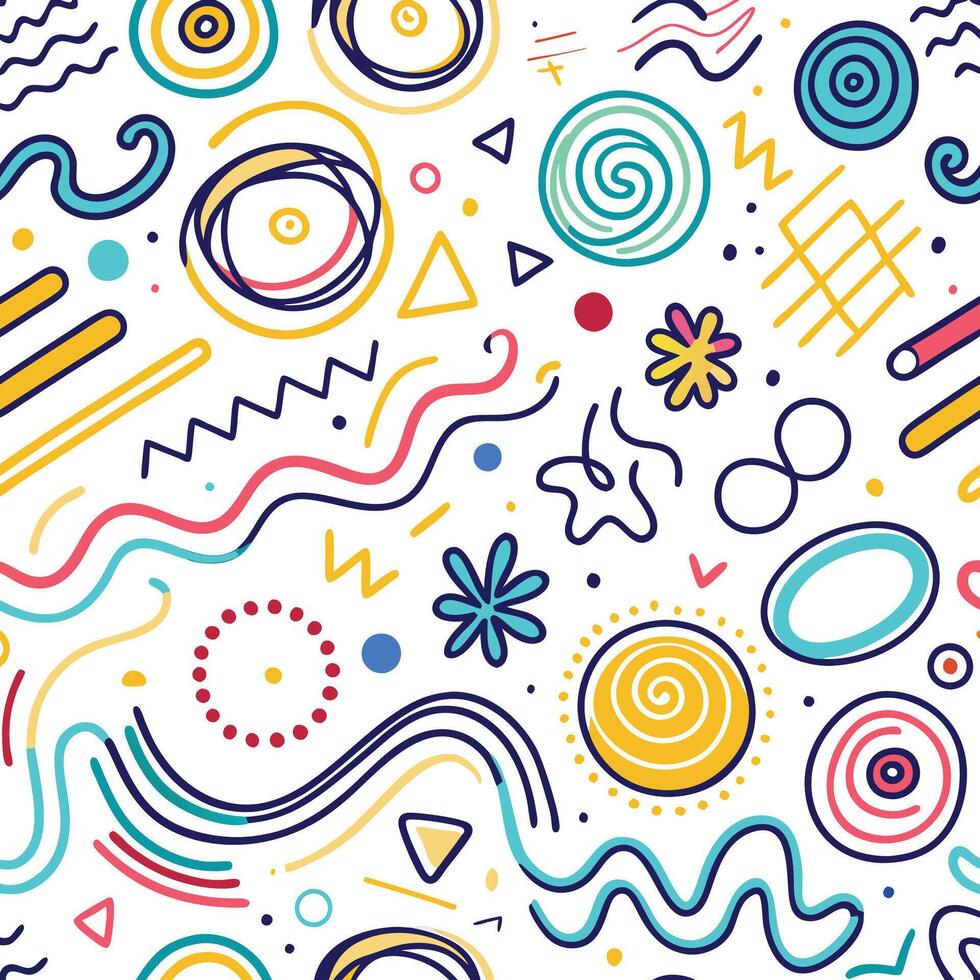 seamless pattern with colorful shapes and lines vector