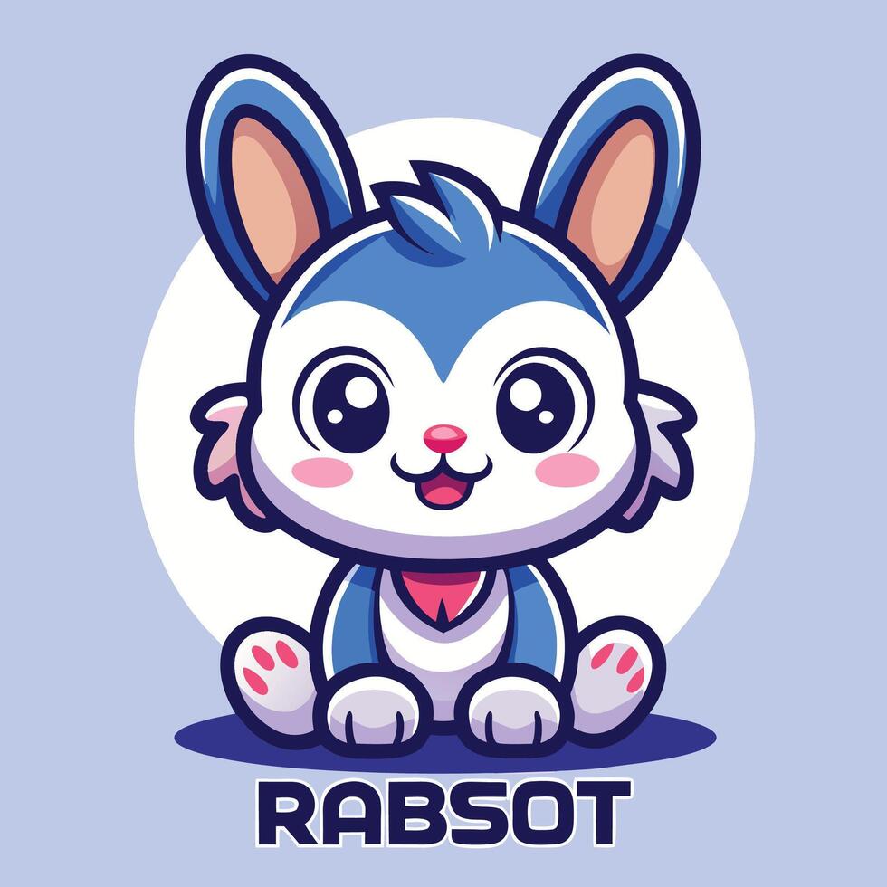 a cartoon rabbit sitting on a blue background vector