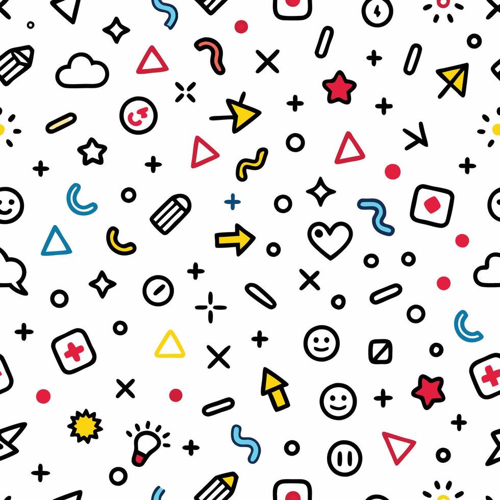 a colorful pattern with various icons and symbols vector