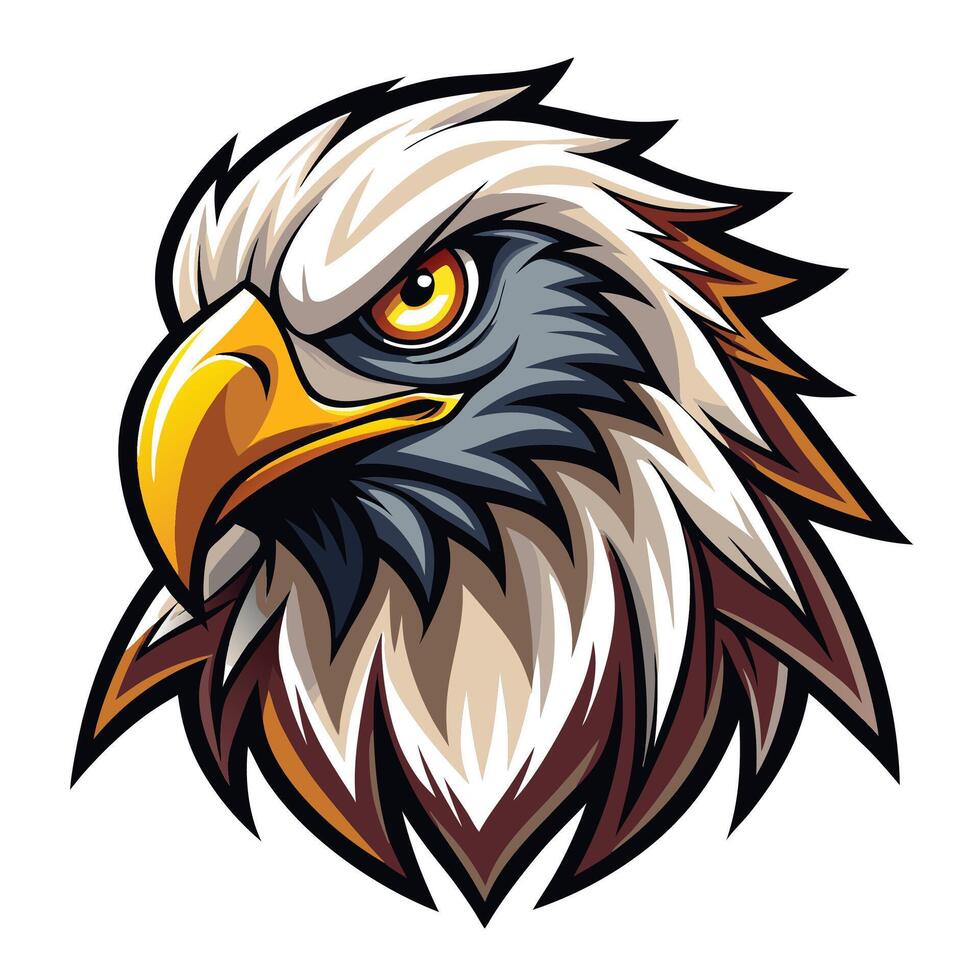 an eagle head with a big beak and yellow eyes vector