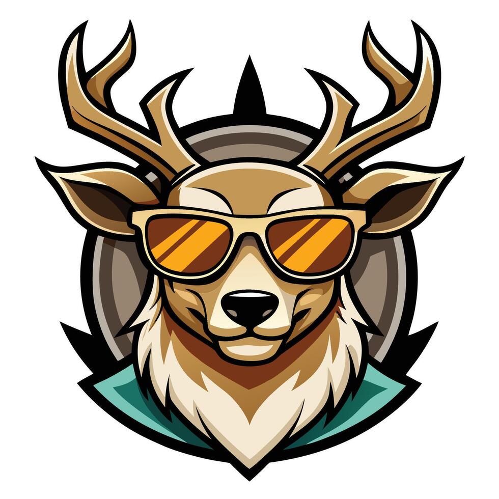 a deer wearing sunglasses and a t - shirt vector