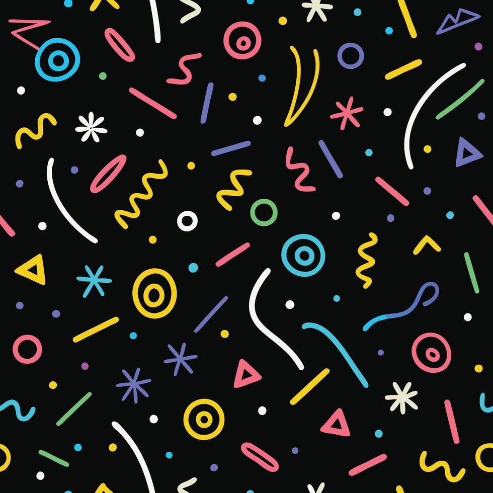 a colorful pattern with various shapes and lines vector