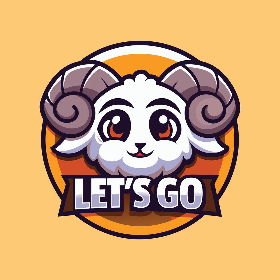 a goat with the words let's go on it vector
