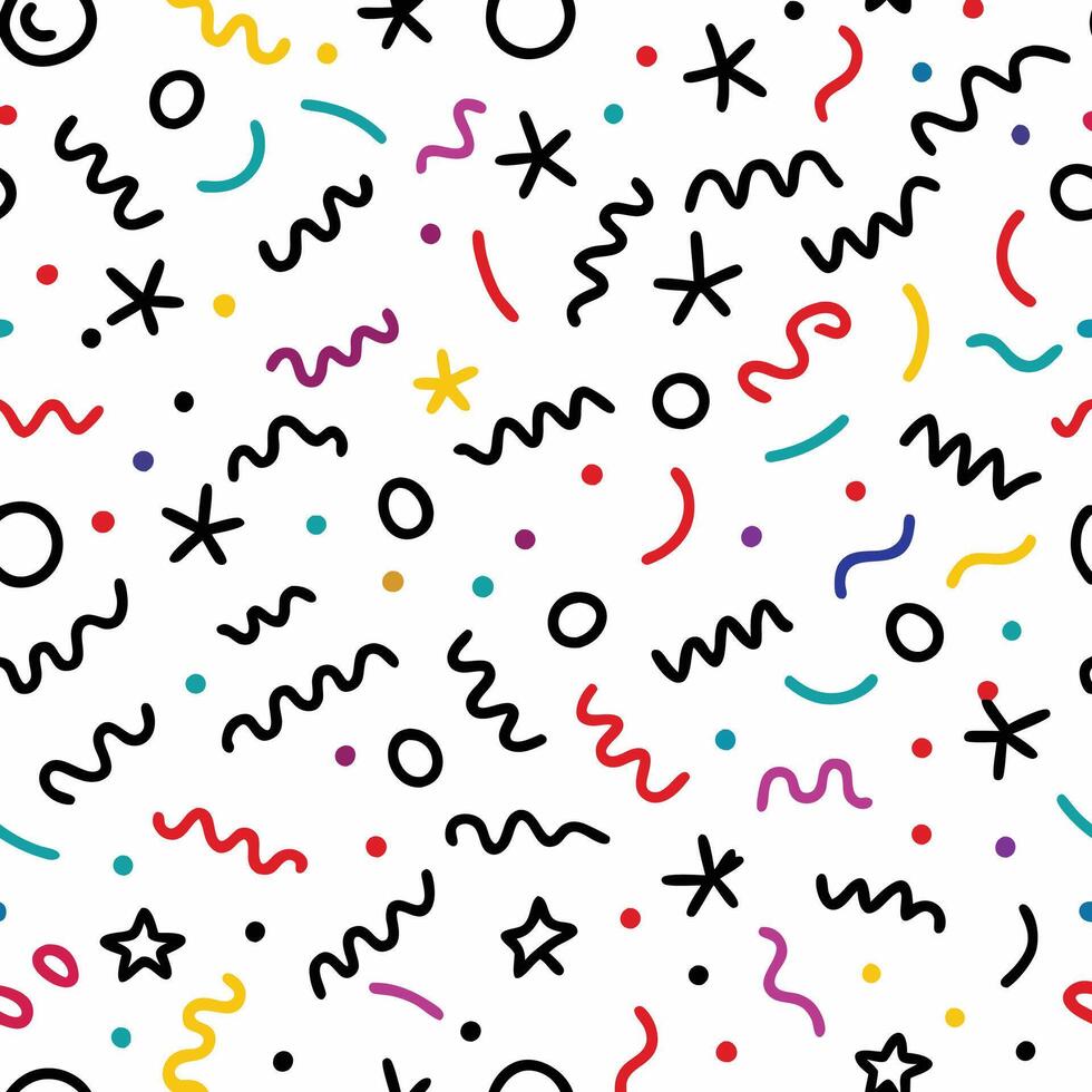 a colorful pattern with many different shapes and lines vector