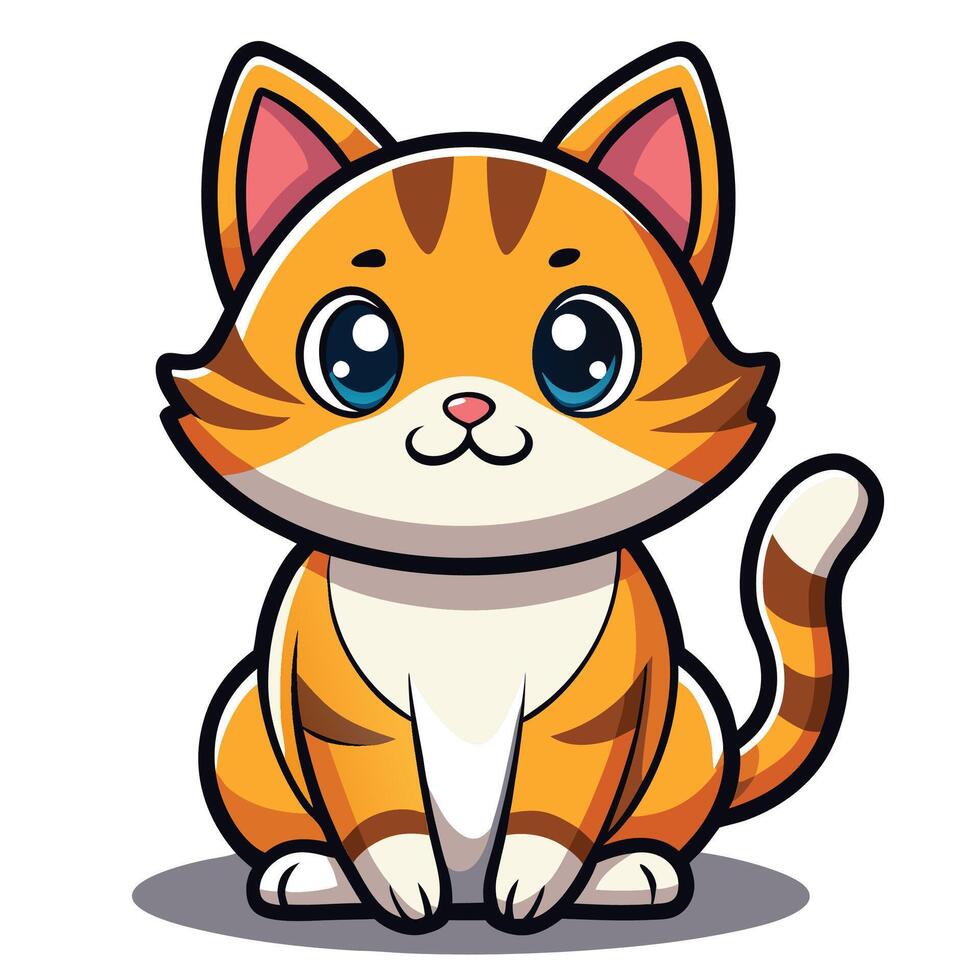 a cartoon cat sitting down with big eyes vector