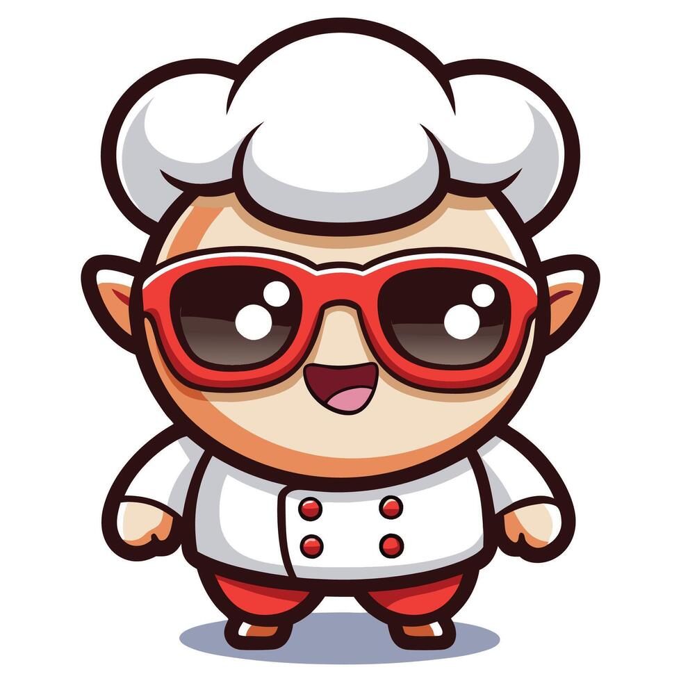 cartoon chef with sunglasses vector