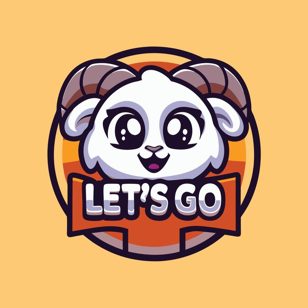 a goat with a let's go sign on it vector