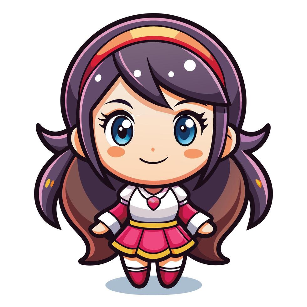 a cartoon girl with long hair and a pink dress vector