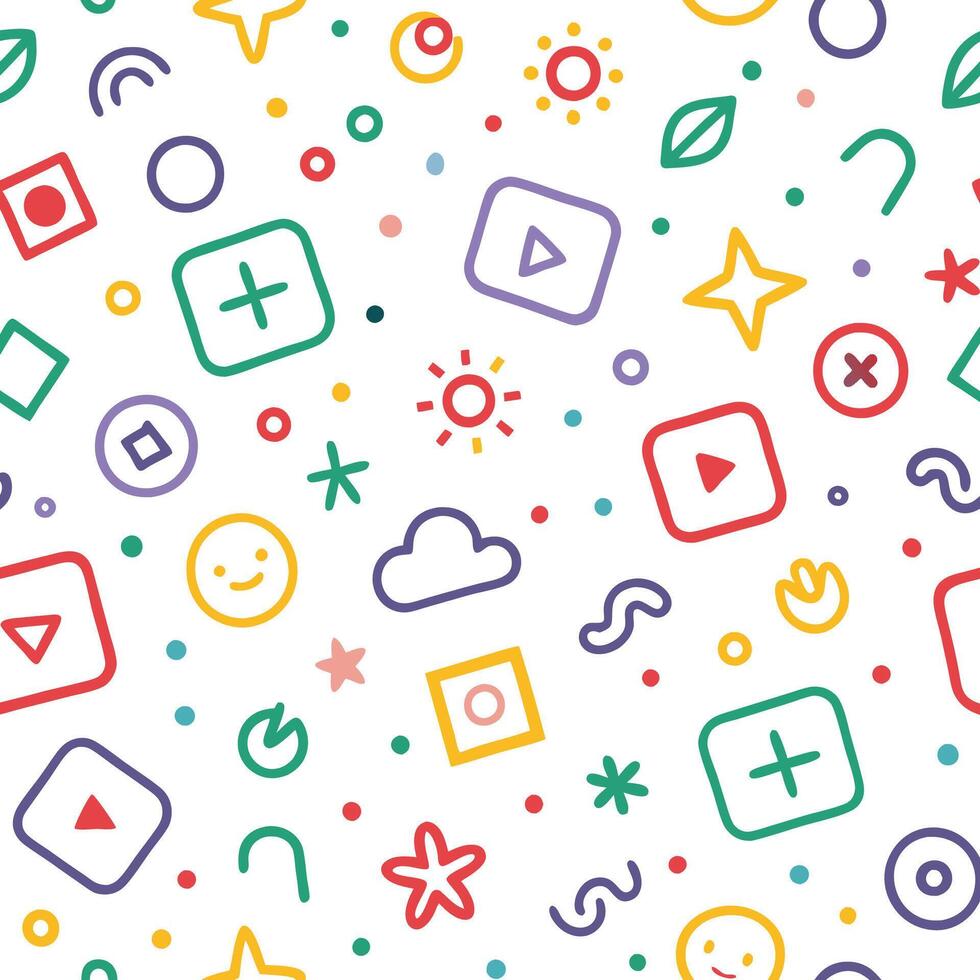 a colorful pattern with icons and symbols vector