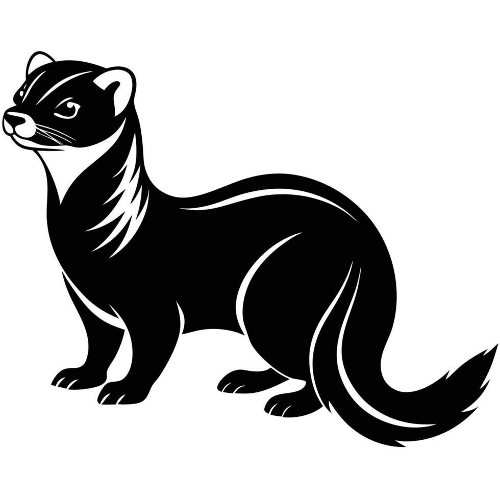 a black and white illustration of a weasel vector