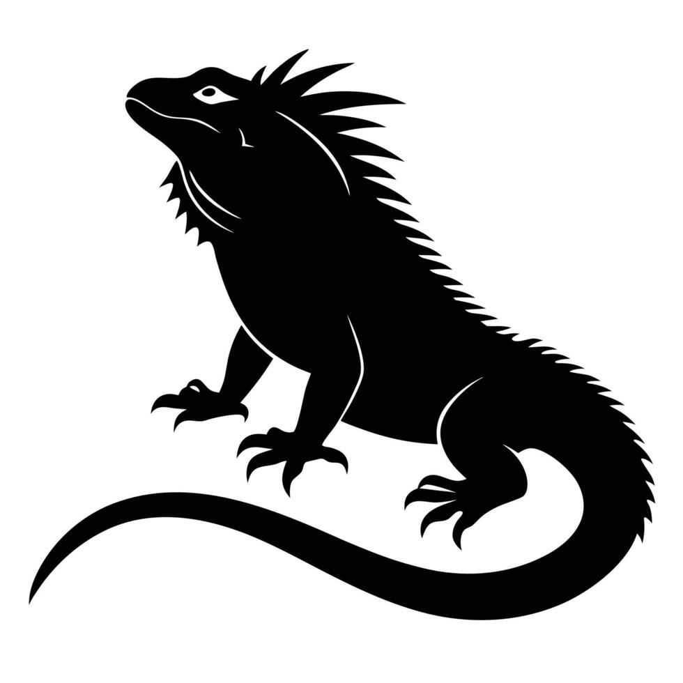 an iguana is standing on its hind legs and has long hair vector