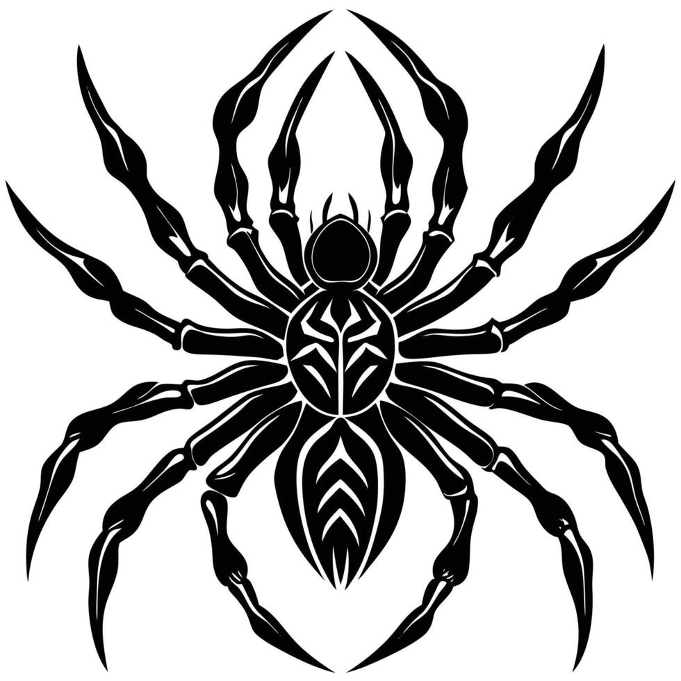 a black and white spider tattoo design vector