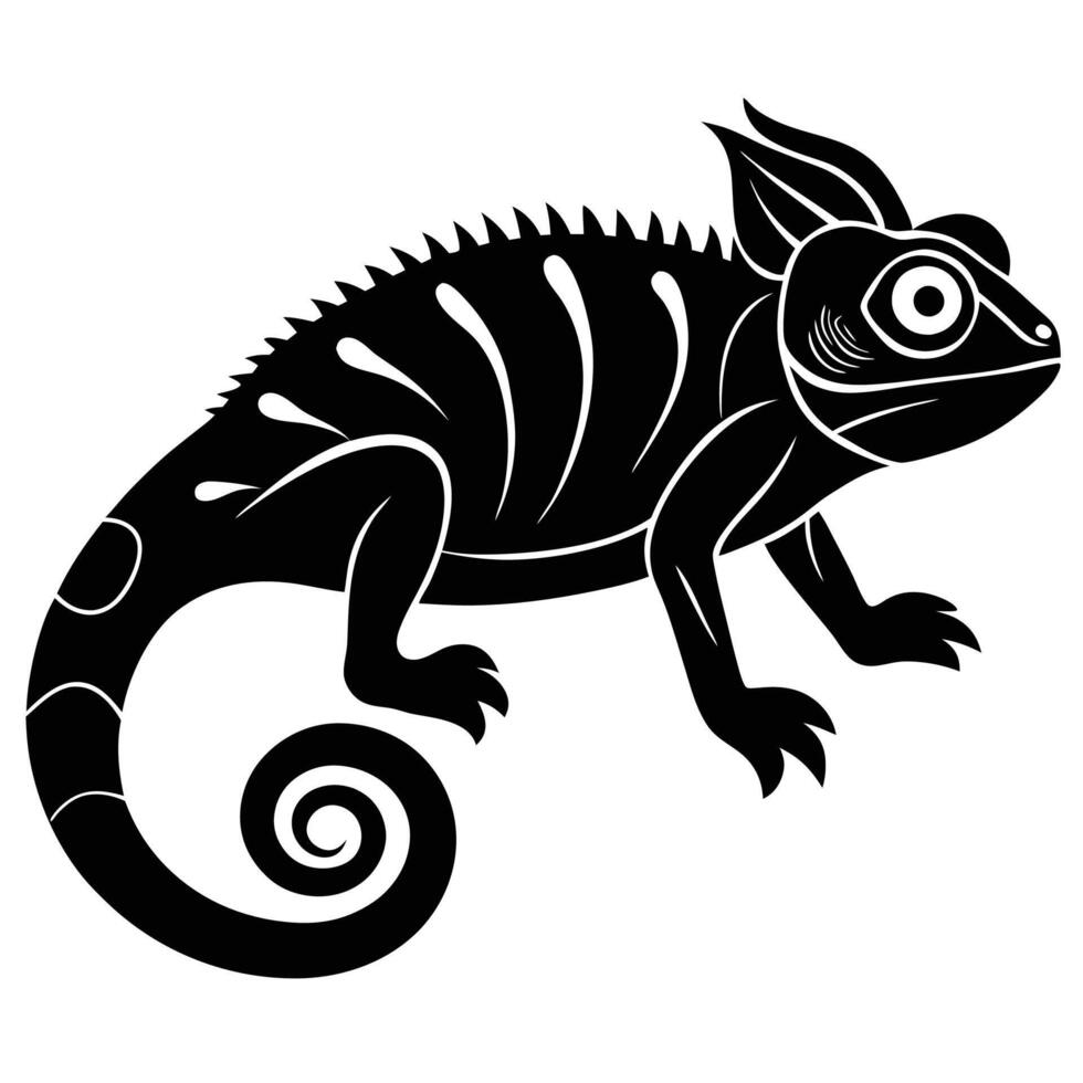 chameleon silhouette on white background vector