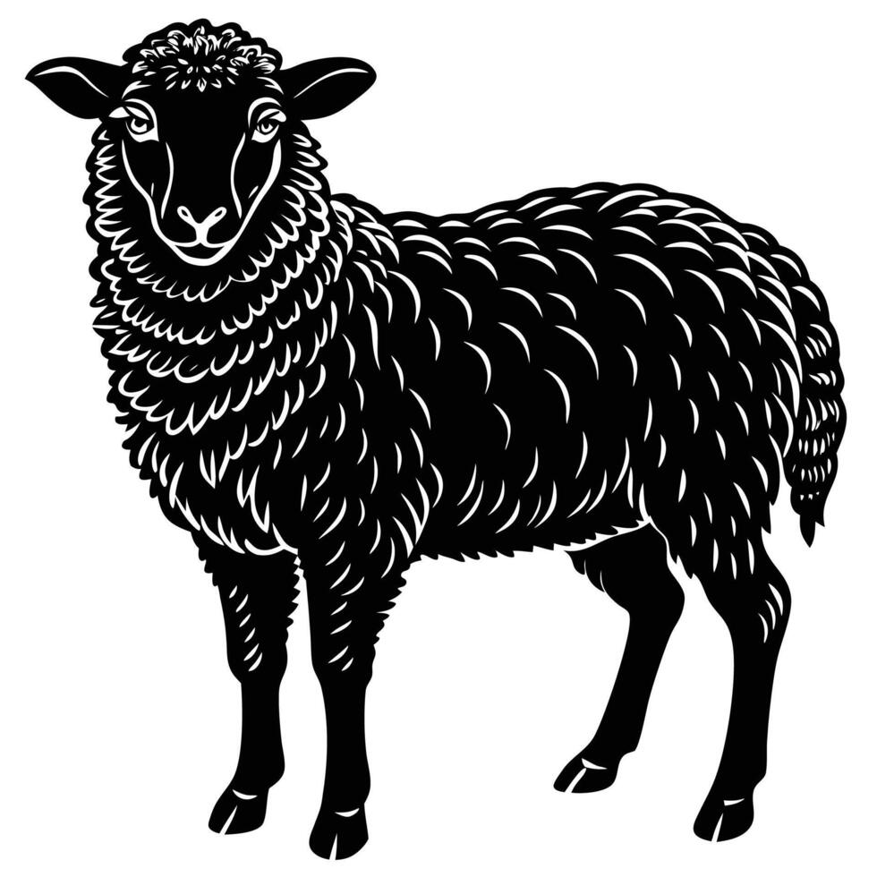 black and white illustration of a sheep vector