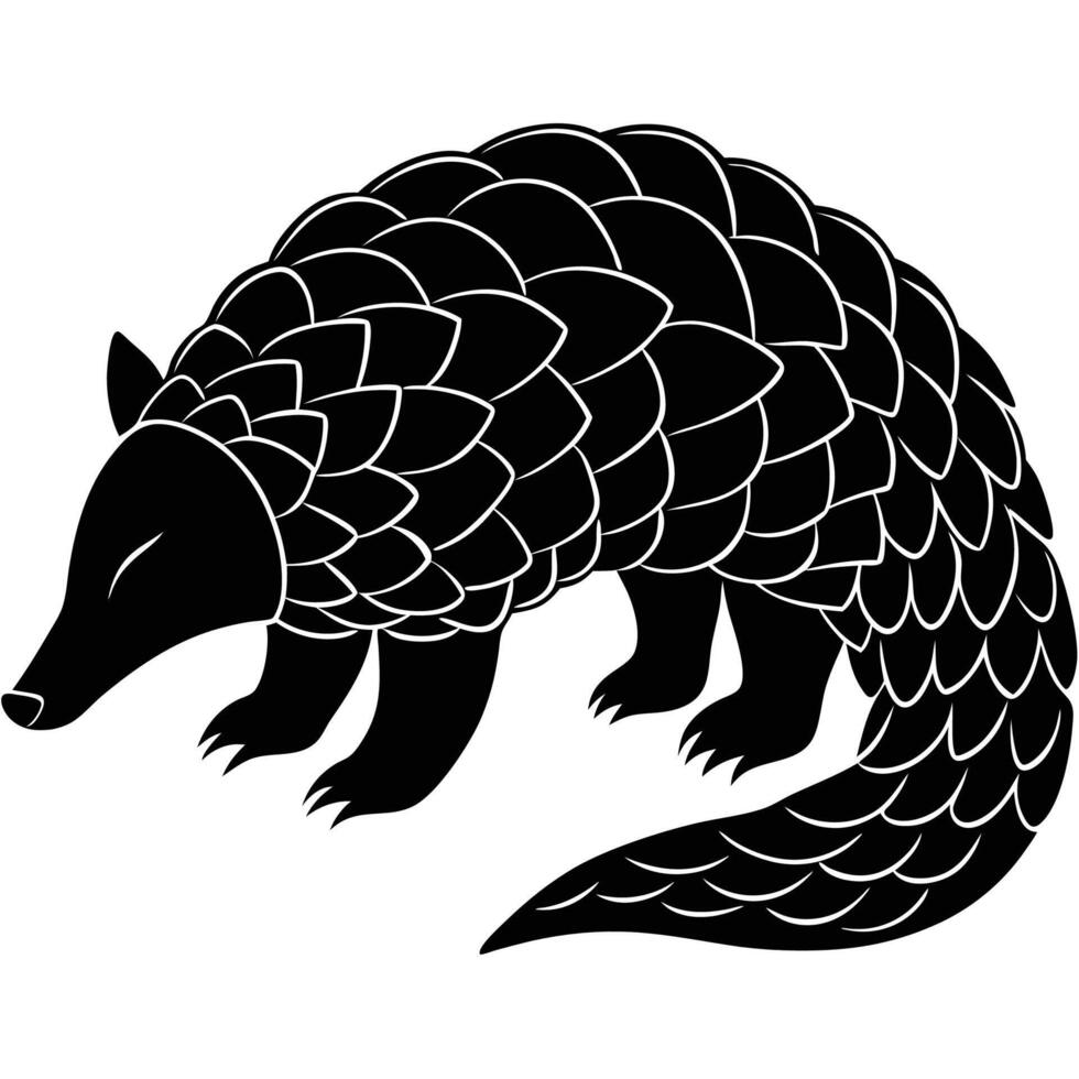 an armadillo is shown in a black and white silhouette vector