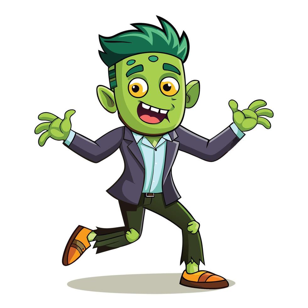 a cartoon zombie man in a suit and tie vector