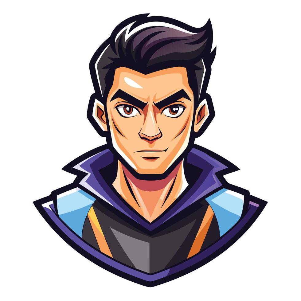 a cartoon avatar of a man with black hair vector