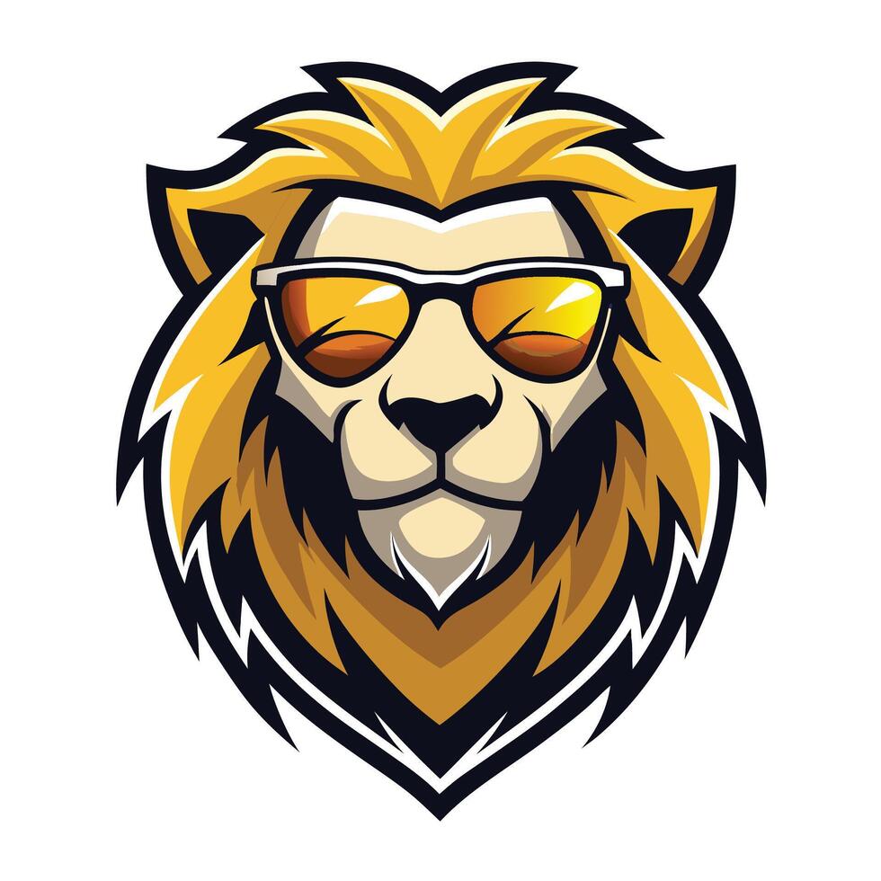 lion head with sunglasses on a white background vector