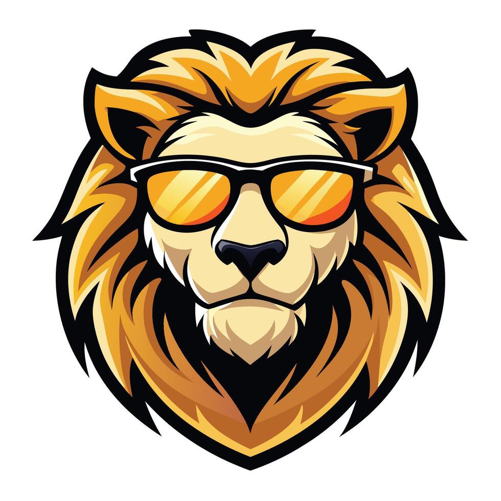 lion head with sunglasses on a white background vector
