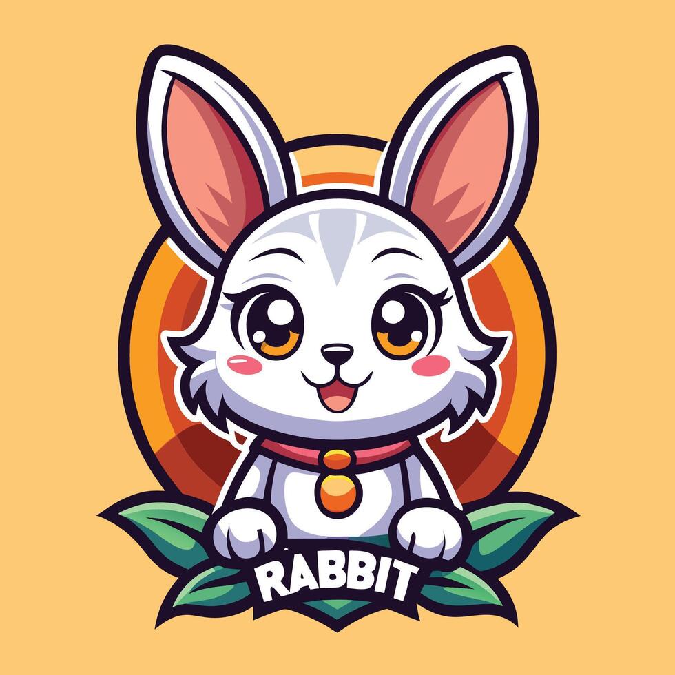 a cartoon rabbit with the words rabbit on it vector