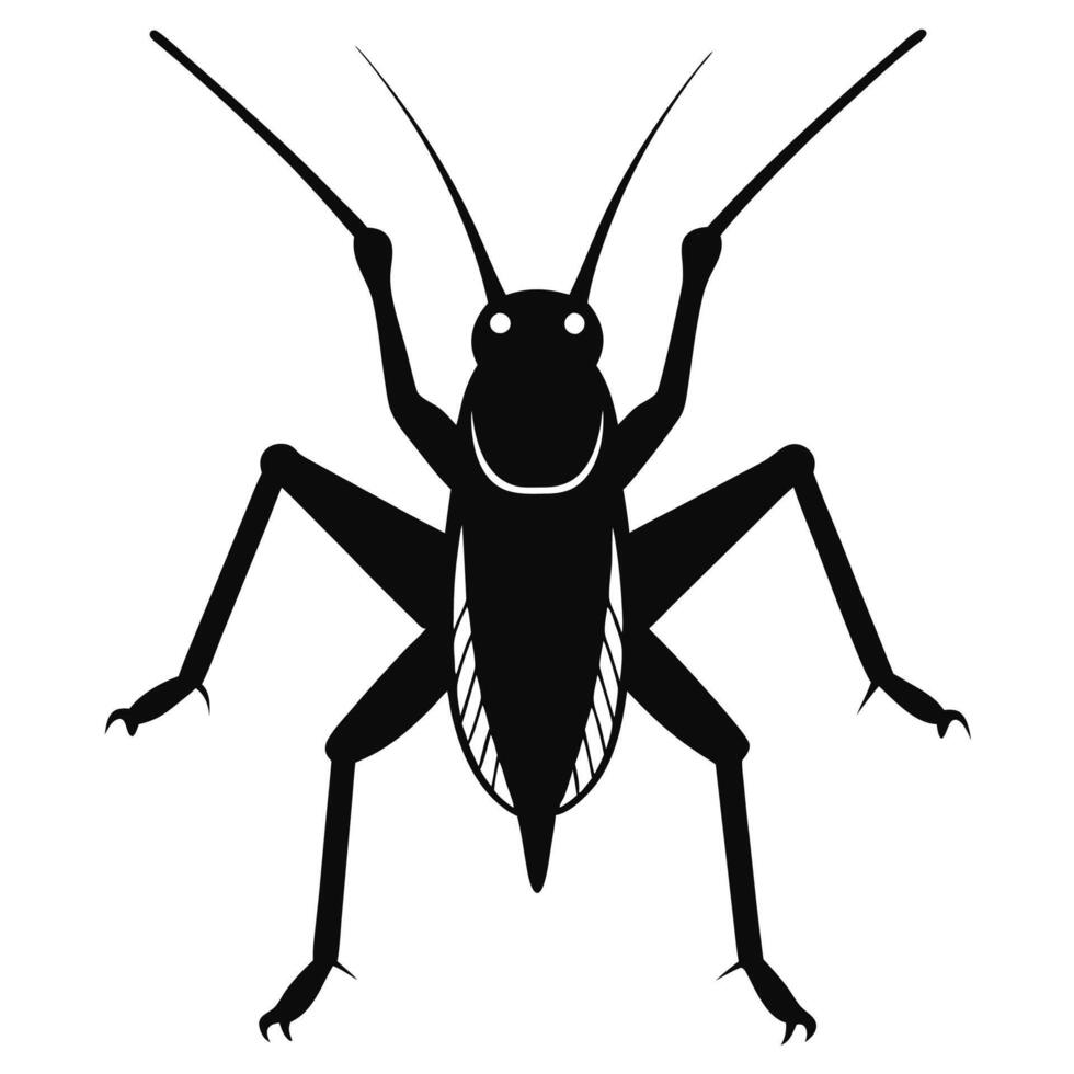 a black and white silhouette of a cricket vector