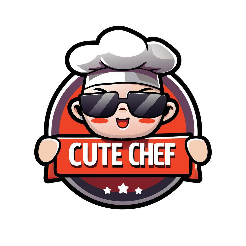 a cute chef logo with sunglasses vector