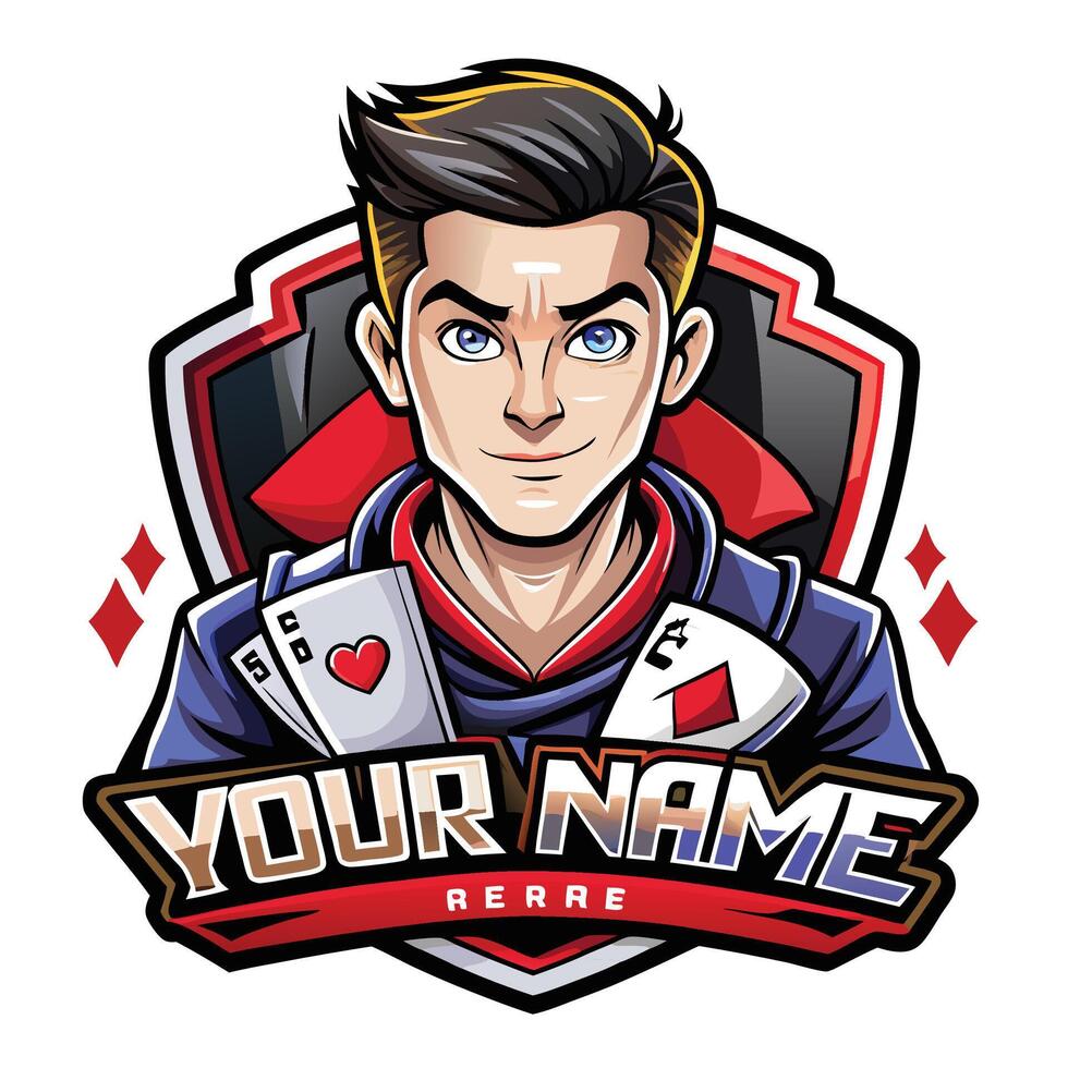 a poker player with a red heart on his chest vector