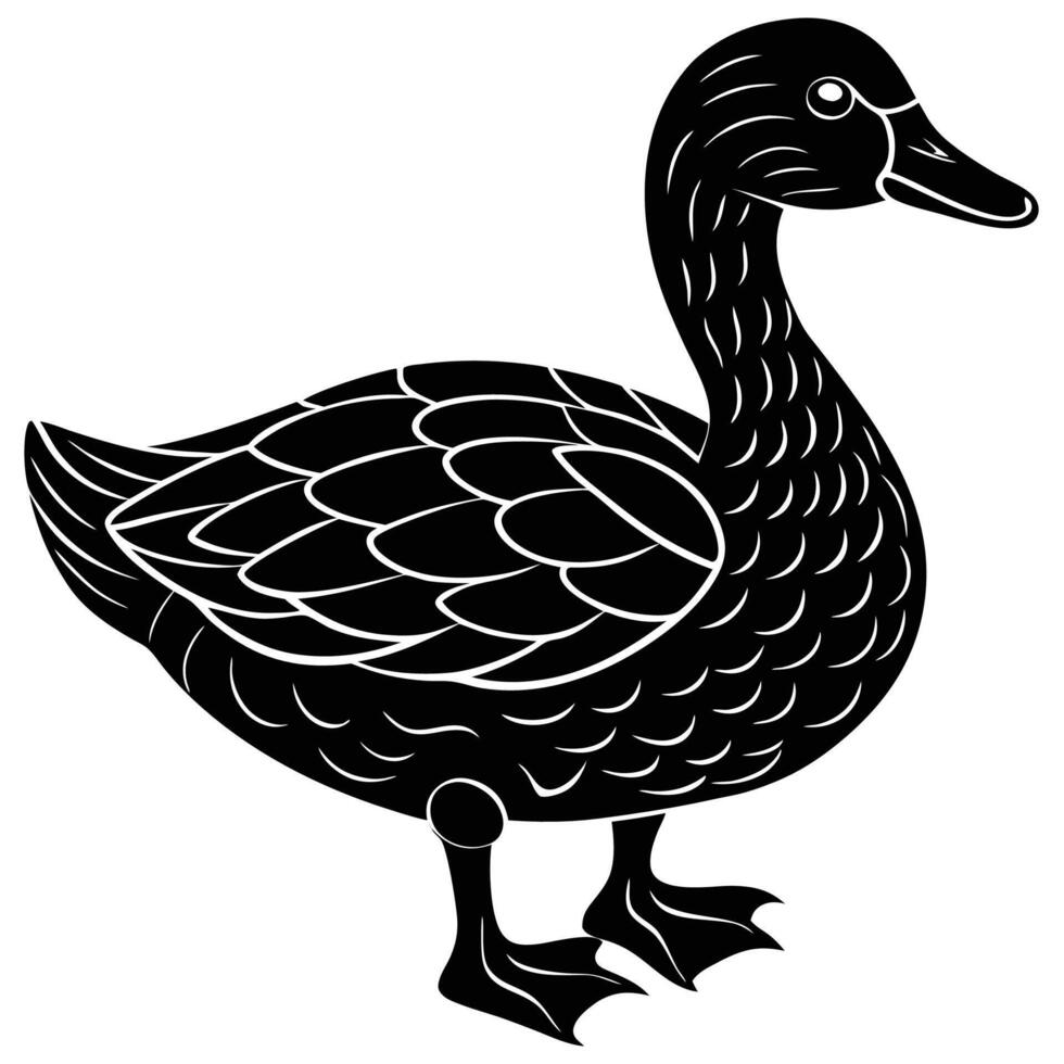 a black and white illustration of a duck vector