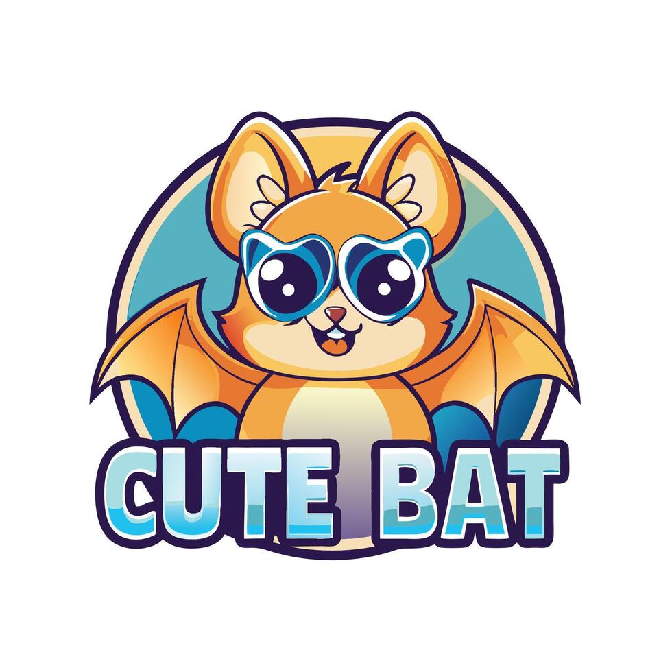 cute bat logo design vector