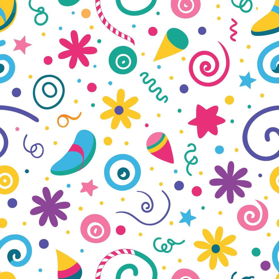 seamless pattern with colorful party items vector