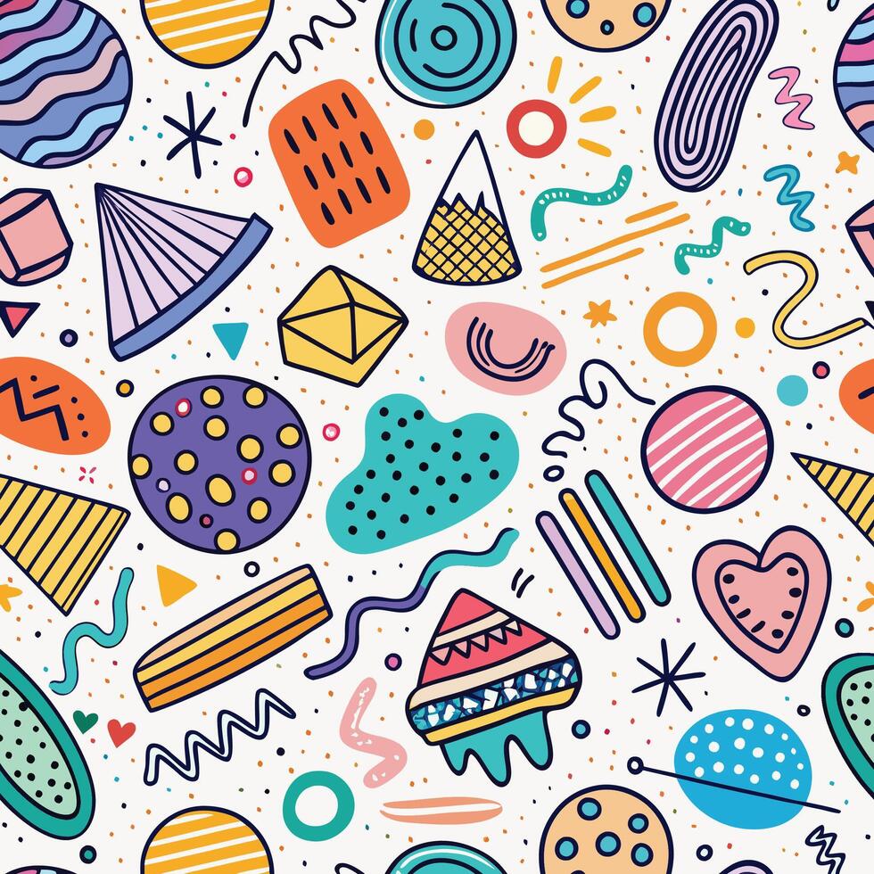 seamless pattern with colorful shapes and shapes vector