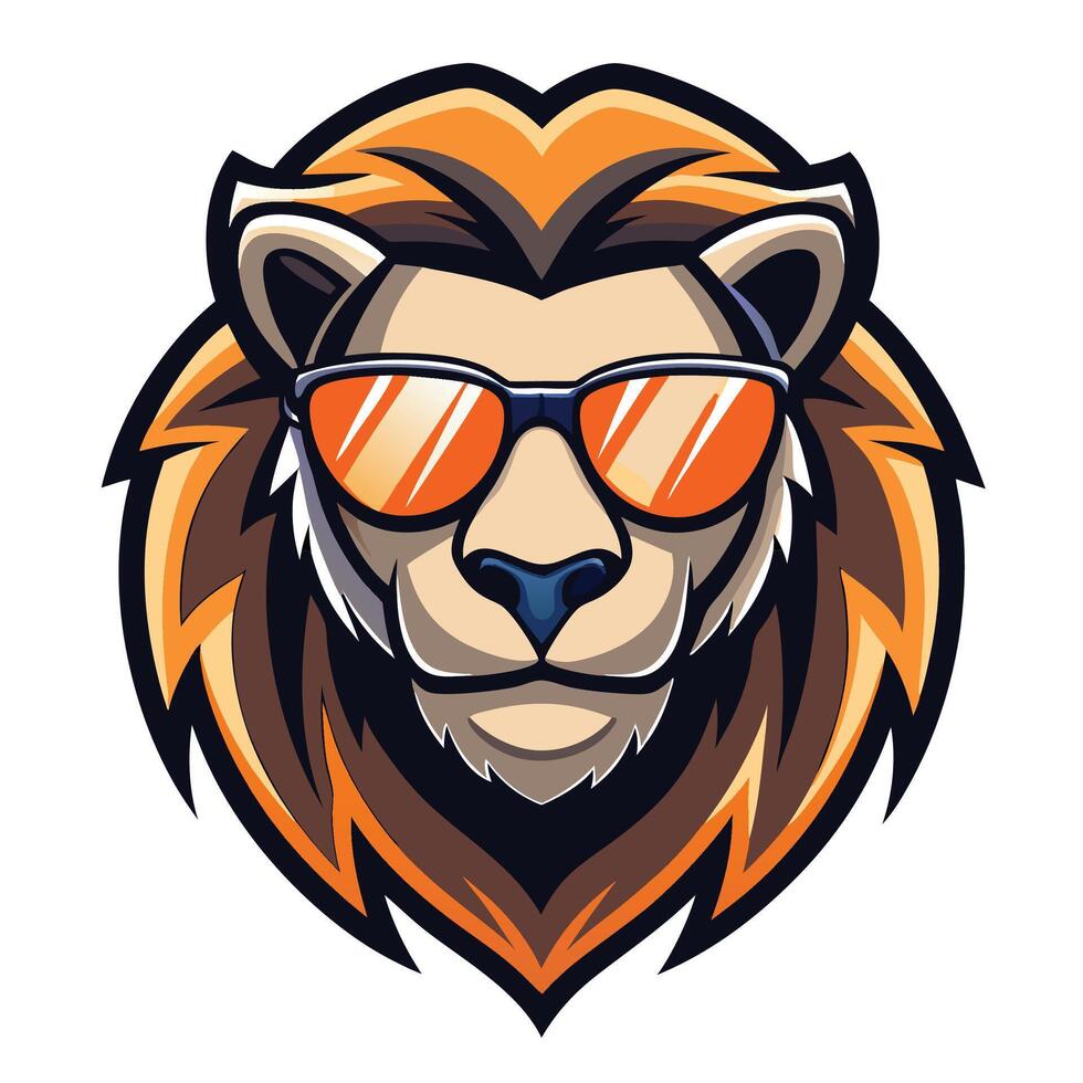 lion head with sunglasses on a white background vector