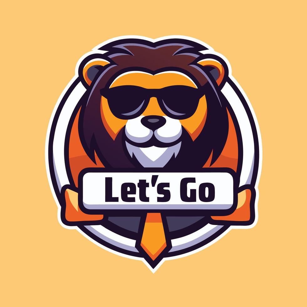 a lion wearing sunglasses and a tie with the words let's go vector