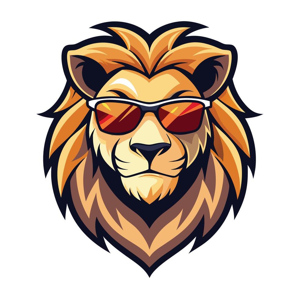 lion head with sunglasses on a white background vector