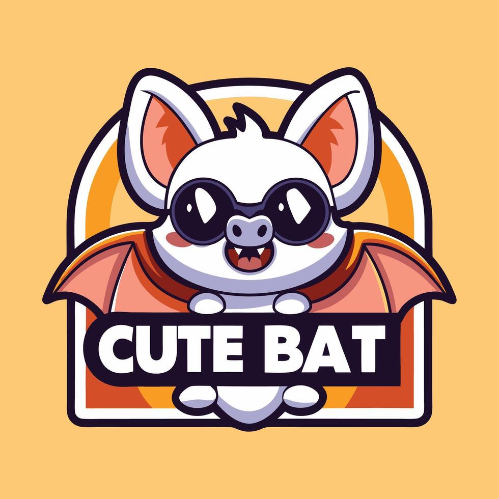 cute bat logo design vector