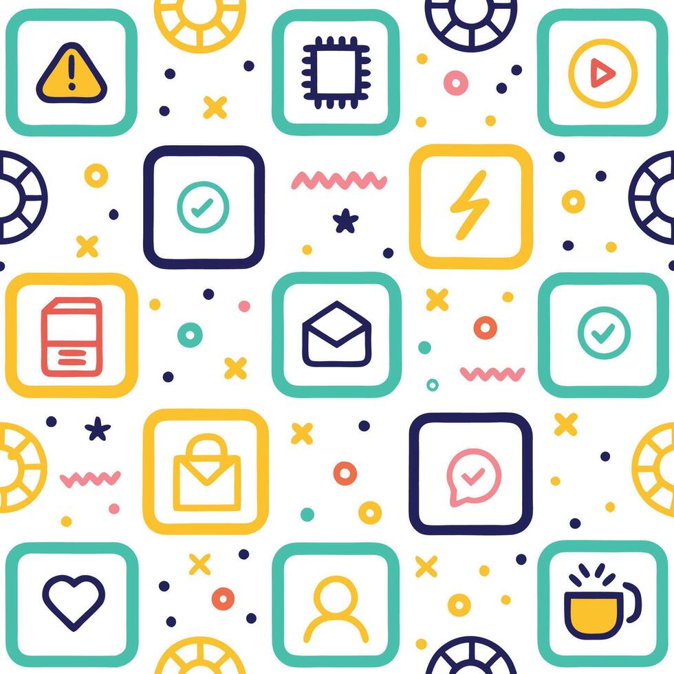 a seamless pattern with icons and icons vector