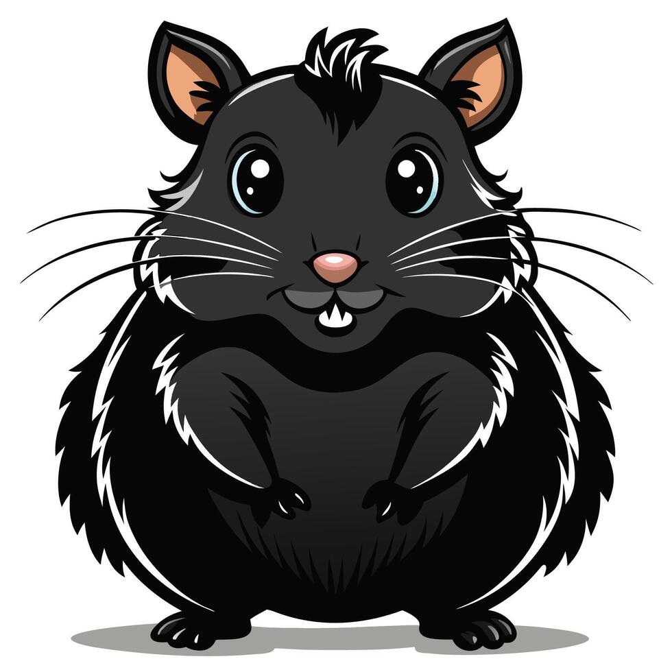 a cartoon black hamster with big eyes vector