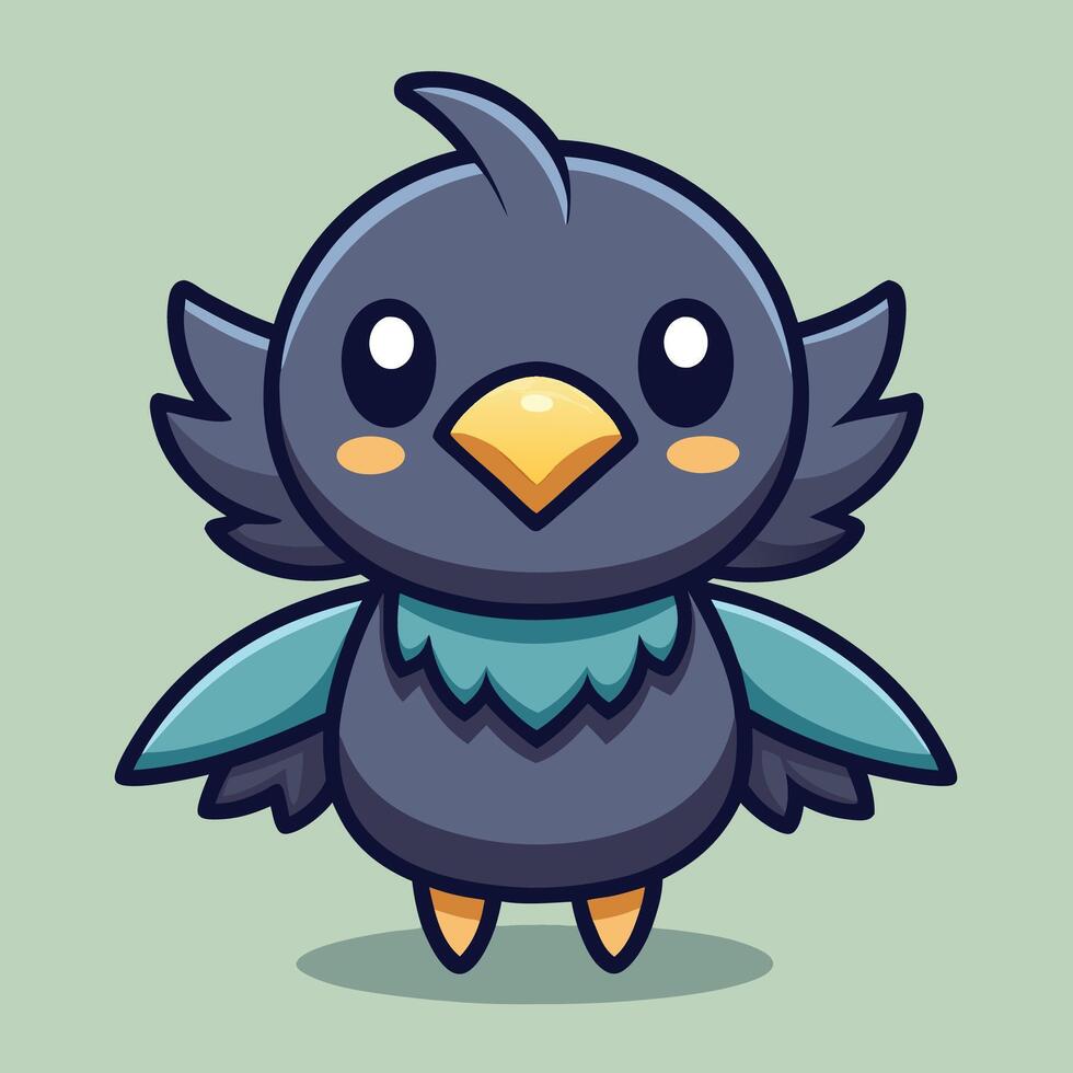 a cartoon bird with blue wings and a big beak vector