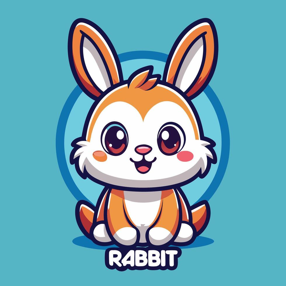 a cartoon rabbit sitting on a blue background vector