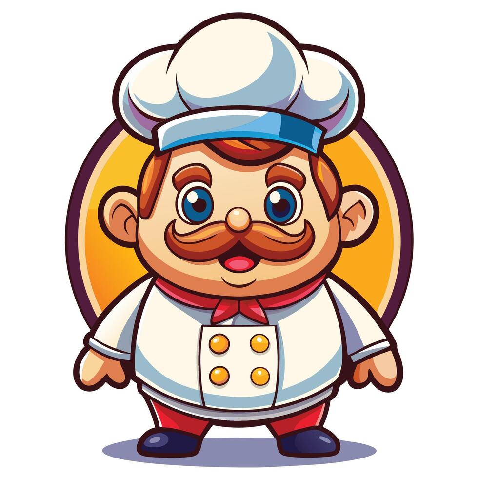 cartoon chef with mustache and mustache vector