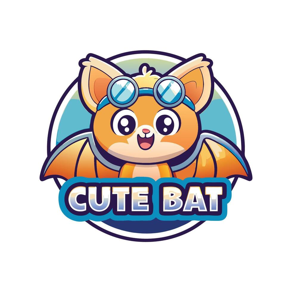 cute bat logo design vector