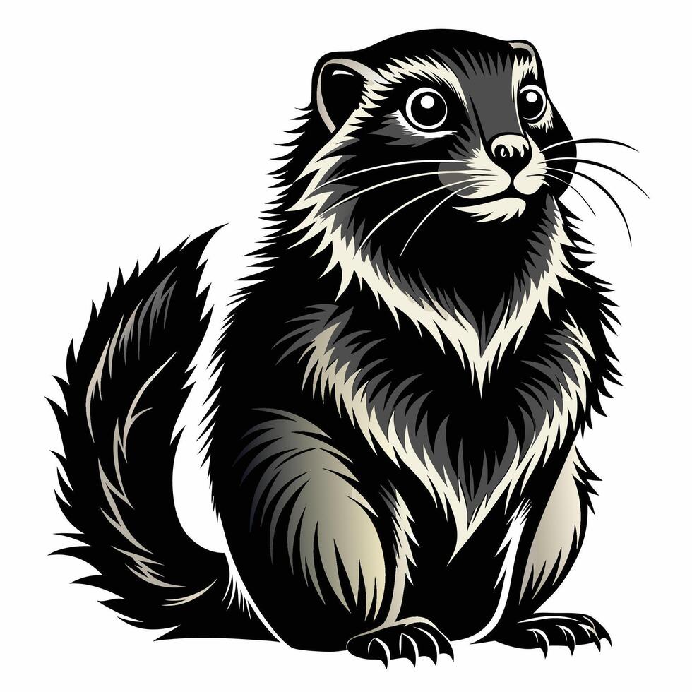 a black and white cartoon of a marmot vector