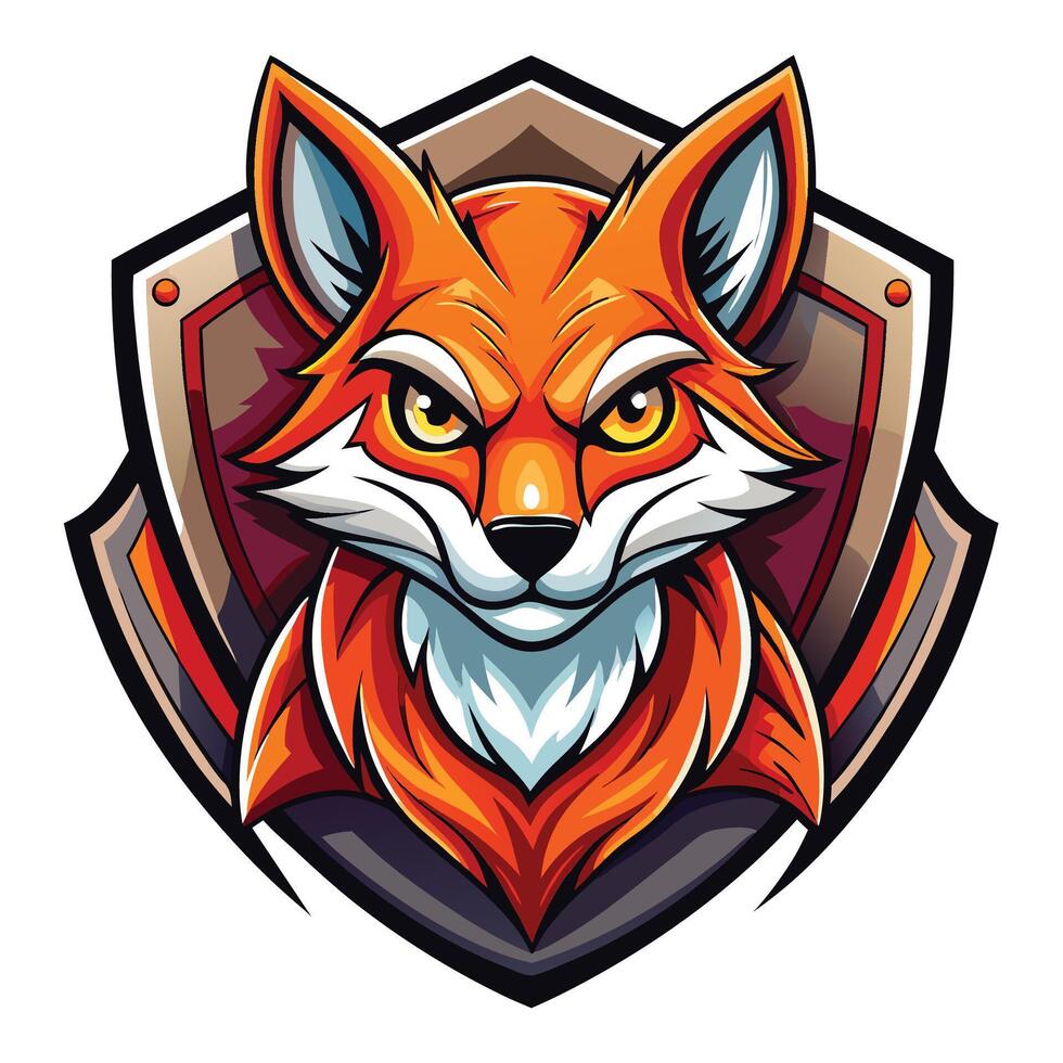 a red fox head on a shield vector